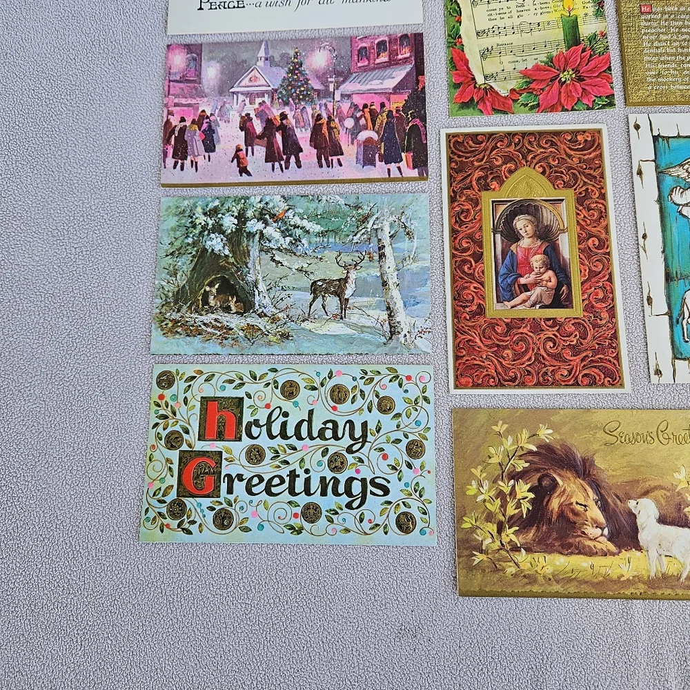 Famous Artists Studios VTG Christmas Card Set of 17 Holiday Religious Church